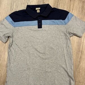 L.L. Bean Men's Gray and Blue Polo Shirt Large 100% Pima Cotton